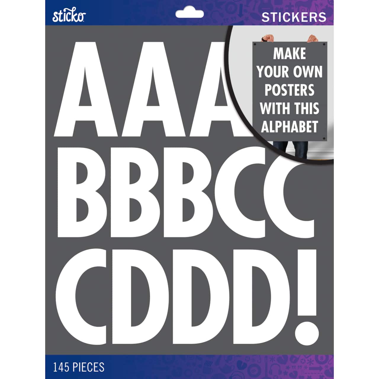 Sticko® White Futura Regular XL Alphabet Stickers